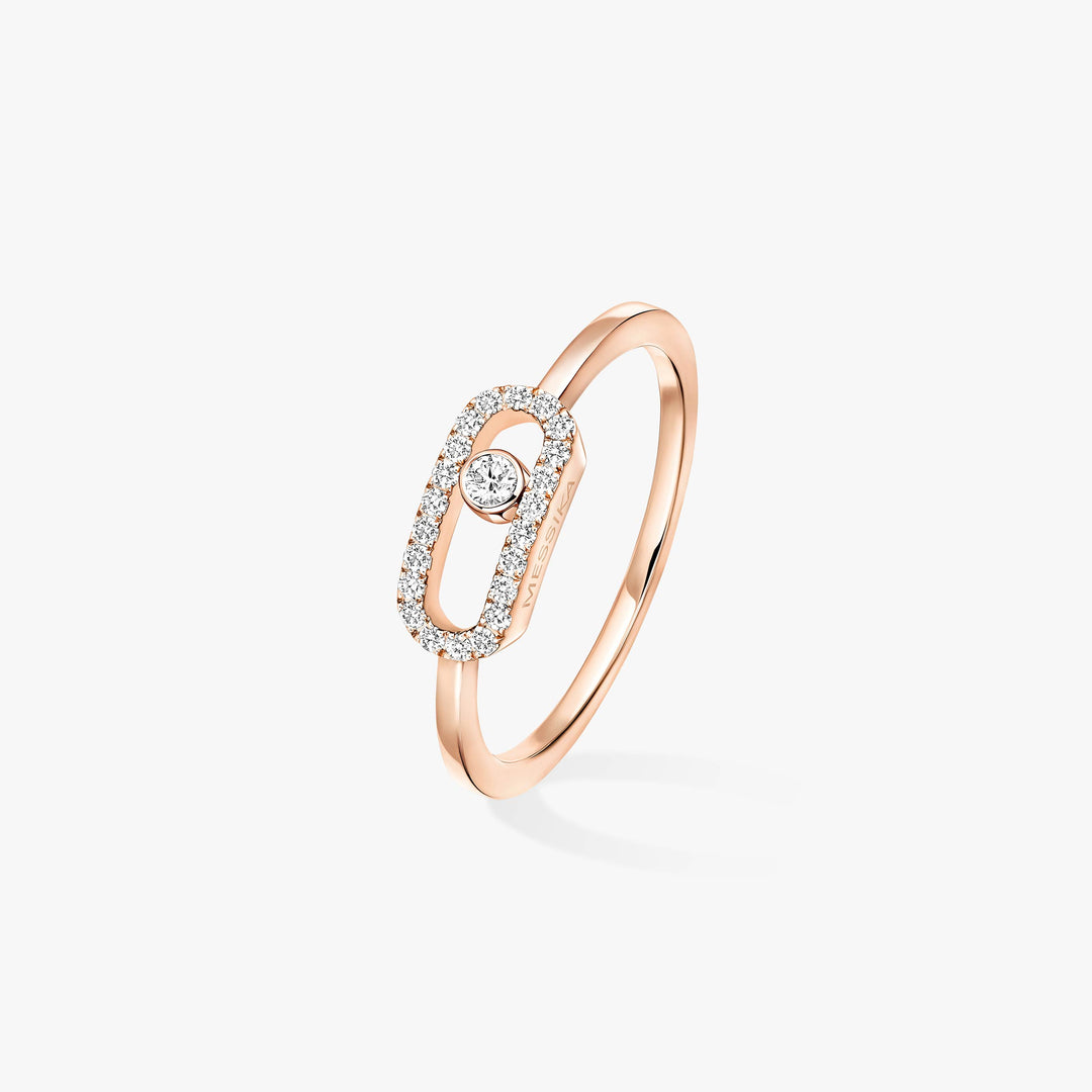 Messika Move Uno Half Pavé Diamond Ring in 18K Rose Gold
