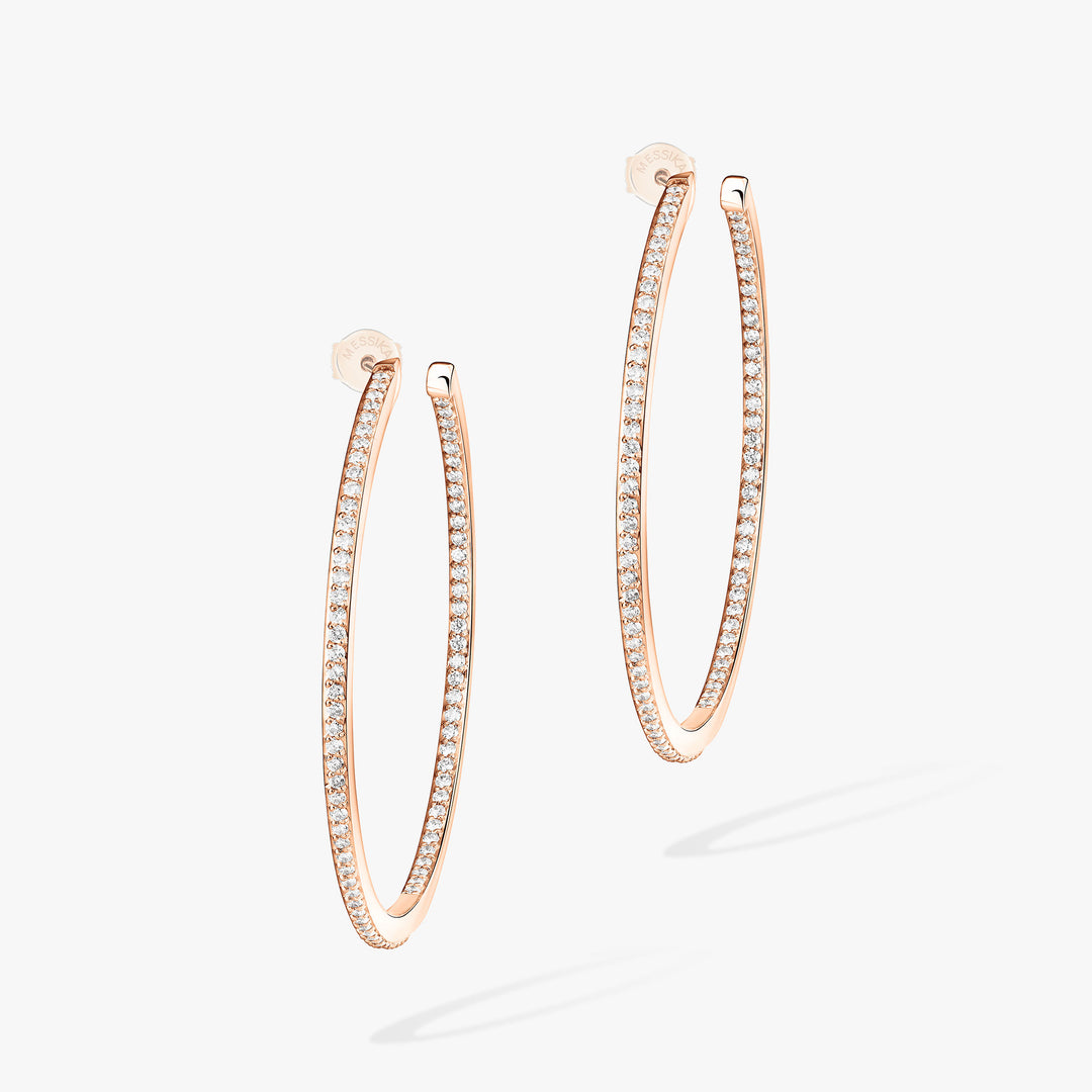 Messika Gatsby Medium Hoop Earrings in 18K Rose Gold with Diamonds