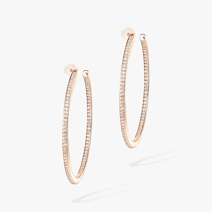 Messika Gatsby Medium Hoop Earrings in 18K Rose Gold with Diamonds