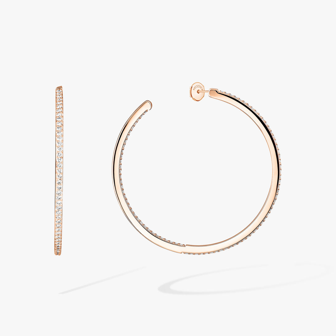 Messika Gatsby Medium Hoop Earrings in 18K Rose Gold with Diamonds