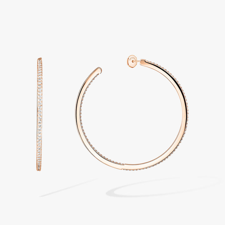 Messika Gatsby Medium Hoop Earrings in 18K Rose Gold with Diamonds