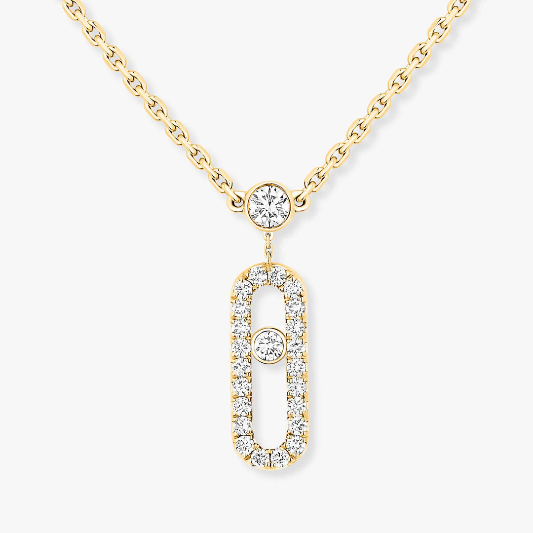 Messika Move Uno 2 Rows Pavé Necklace in 18K Yellow Gold with Diamonds