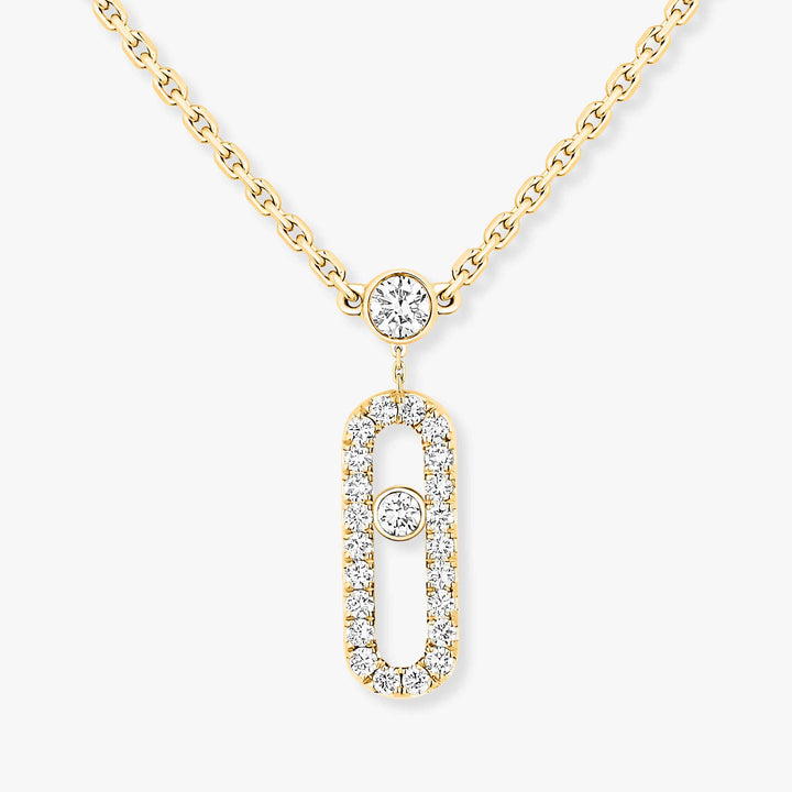 Messika Move Uno 2 Rows Pavé Necklace in 18K Yellow Gold with Diamonds