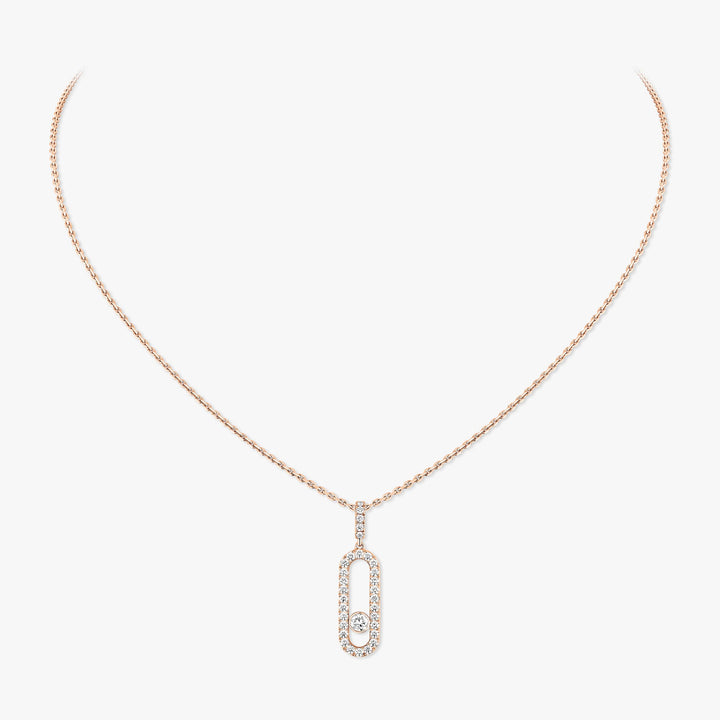 Messika Move Uno Pavé Diamond Necklace in 18K Pink Gold