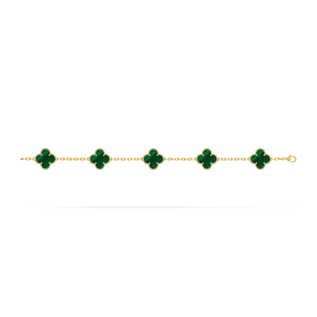 Van Cleef & Arpels Vintage Alhambra Bracelet 5 Motifs 18K Yellow Gold - Gemaee  UAE
