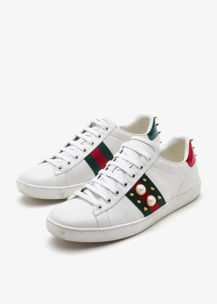 Gucci Ace Studded Pearl Sneakers