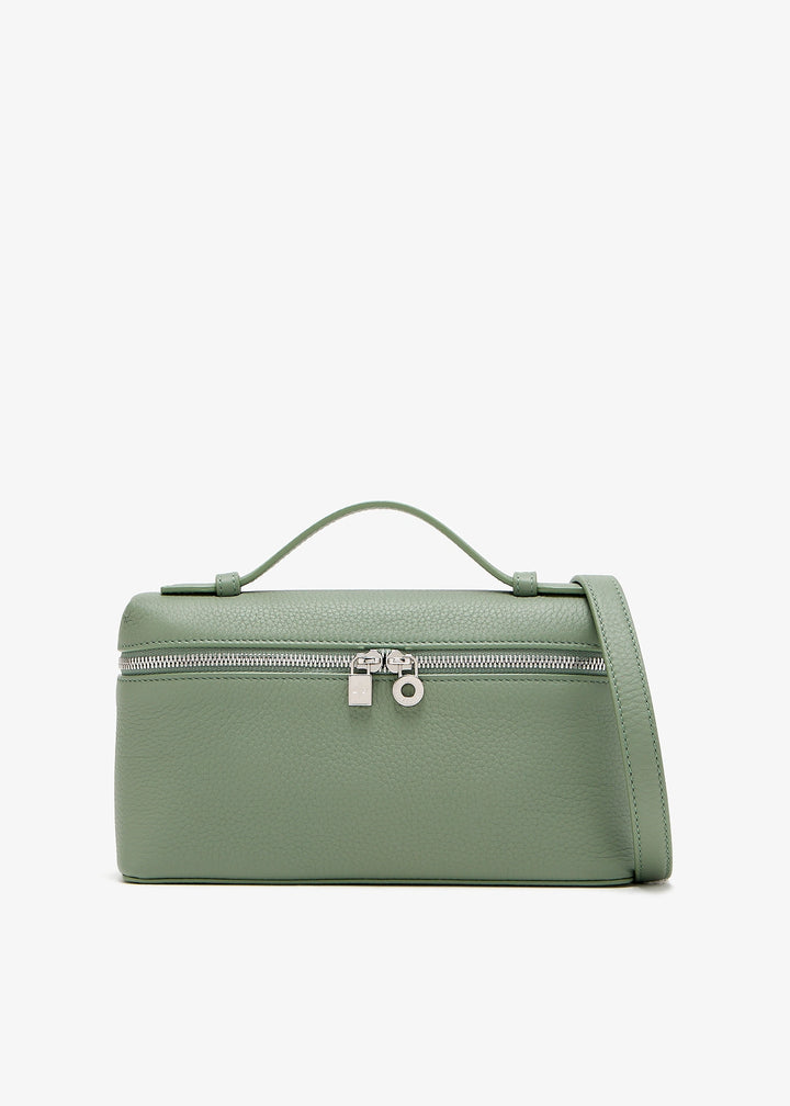 Loro Piana Extra Pocket L19 Pouch in Sage Brush Leaves Grained Calfskin with Silver Hardware