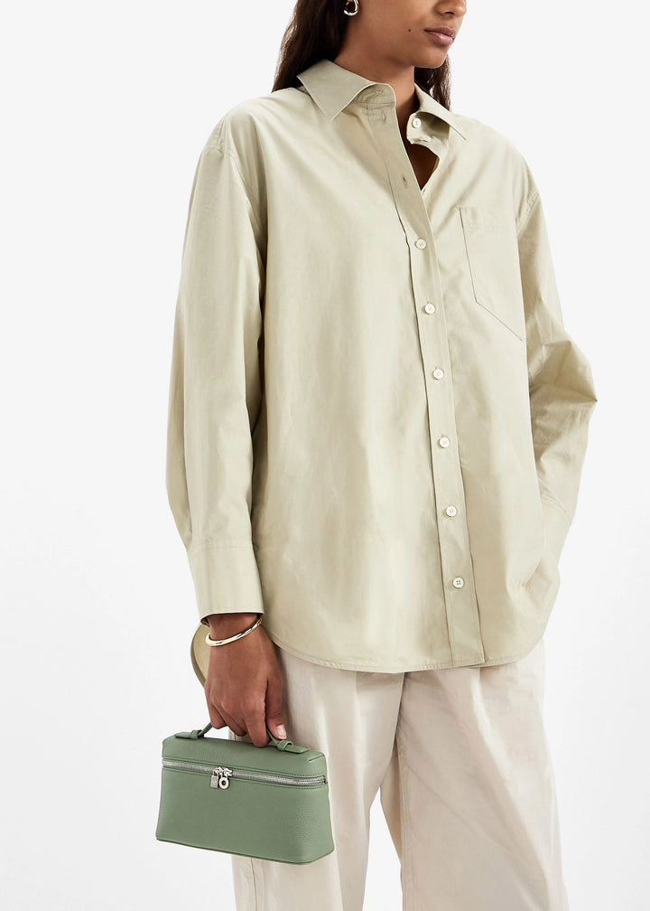 Loro Piana Extra Pocket L19 Pouch in Sage Brush Leaves Grained Calfskin with Silver Hardware