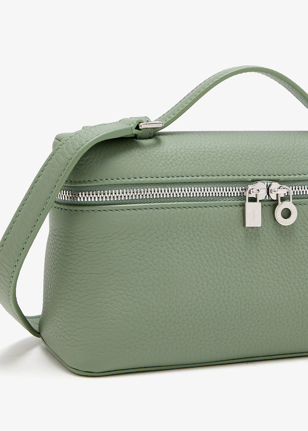 Loro Piana Extra Pocket L19 Pouch in Sage Brush Leaves Grained Calfskin with Silver Hardware