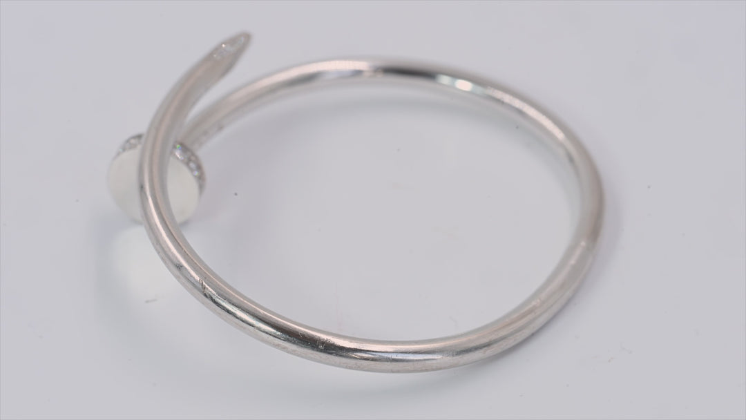 Cartier Juste Un Clou Thick Bracelet in 18K White Gold with Diamonds, Size 16