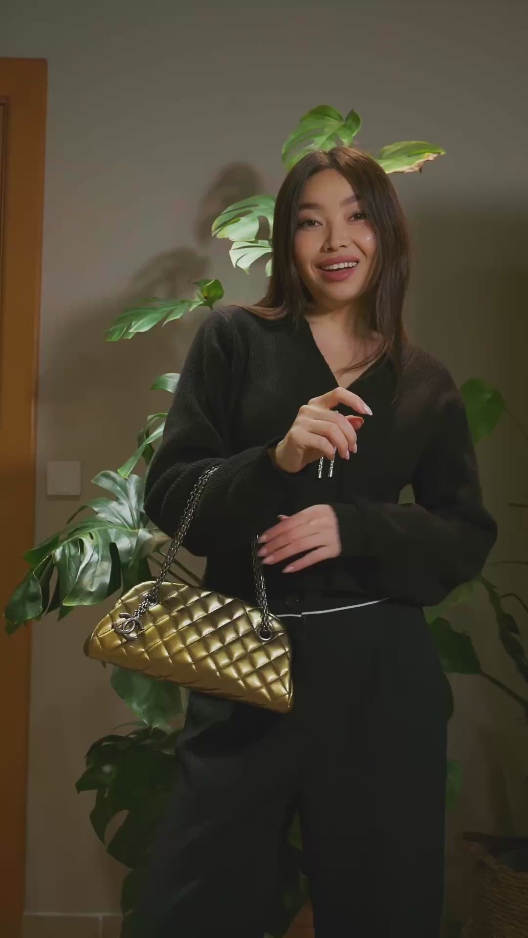 Chanel Gold Ombre Quilted Patent Leather Just Mademoiselle Bowling Bag