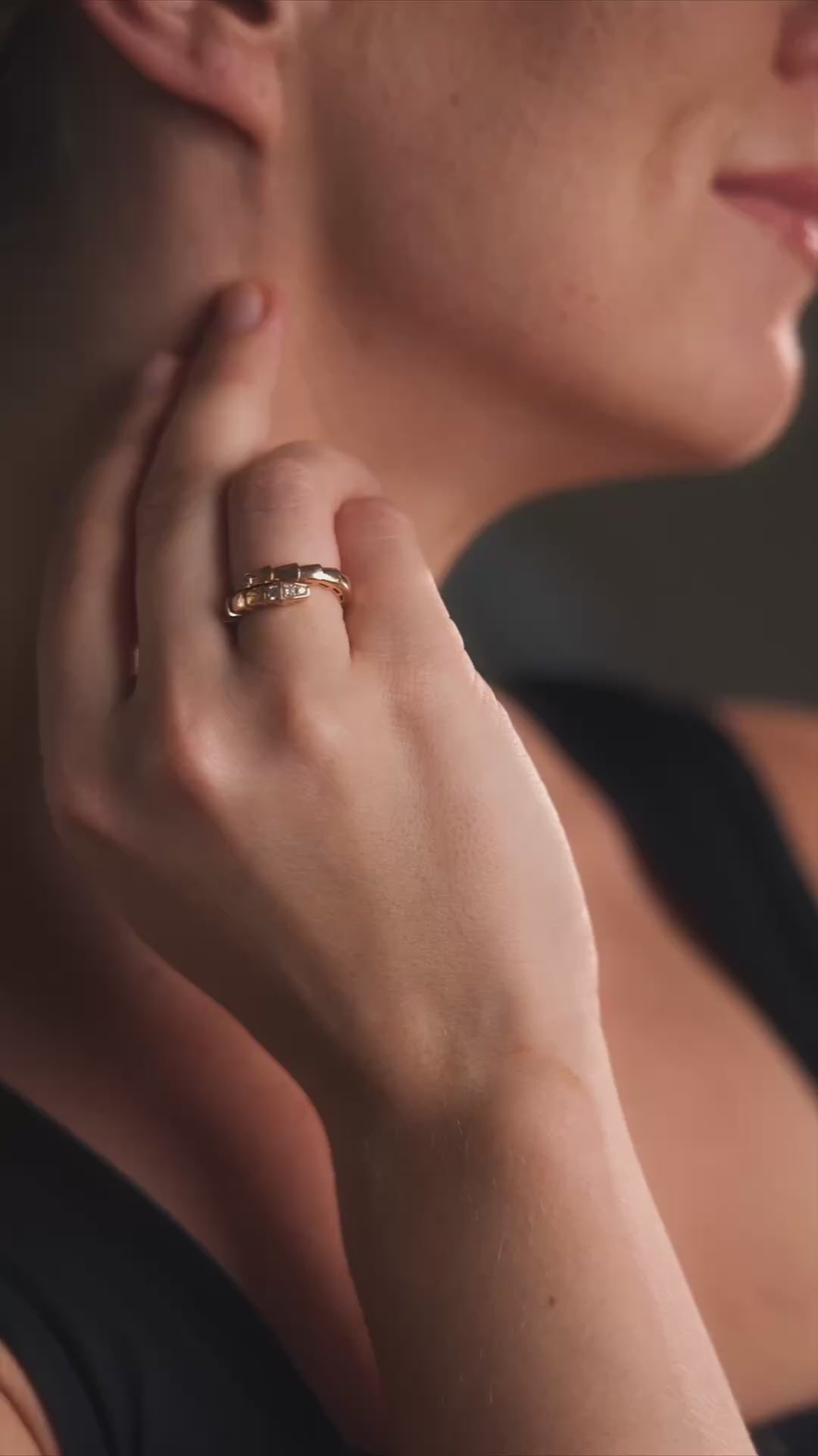 Bulgari Serpenti Viper Ring in 18K Rose Gold with Pavé Diamonds