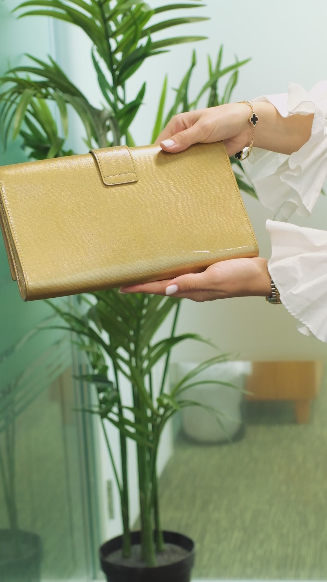 Saint Laurent Y Golden Clutch Bag