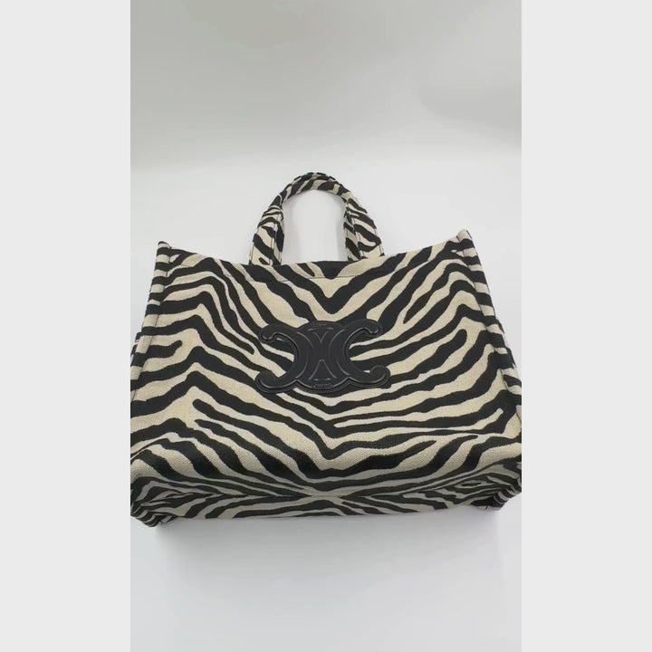 Céline  Zebra Pattern Tote Black And Off white Bag