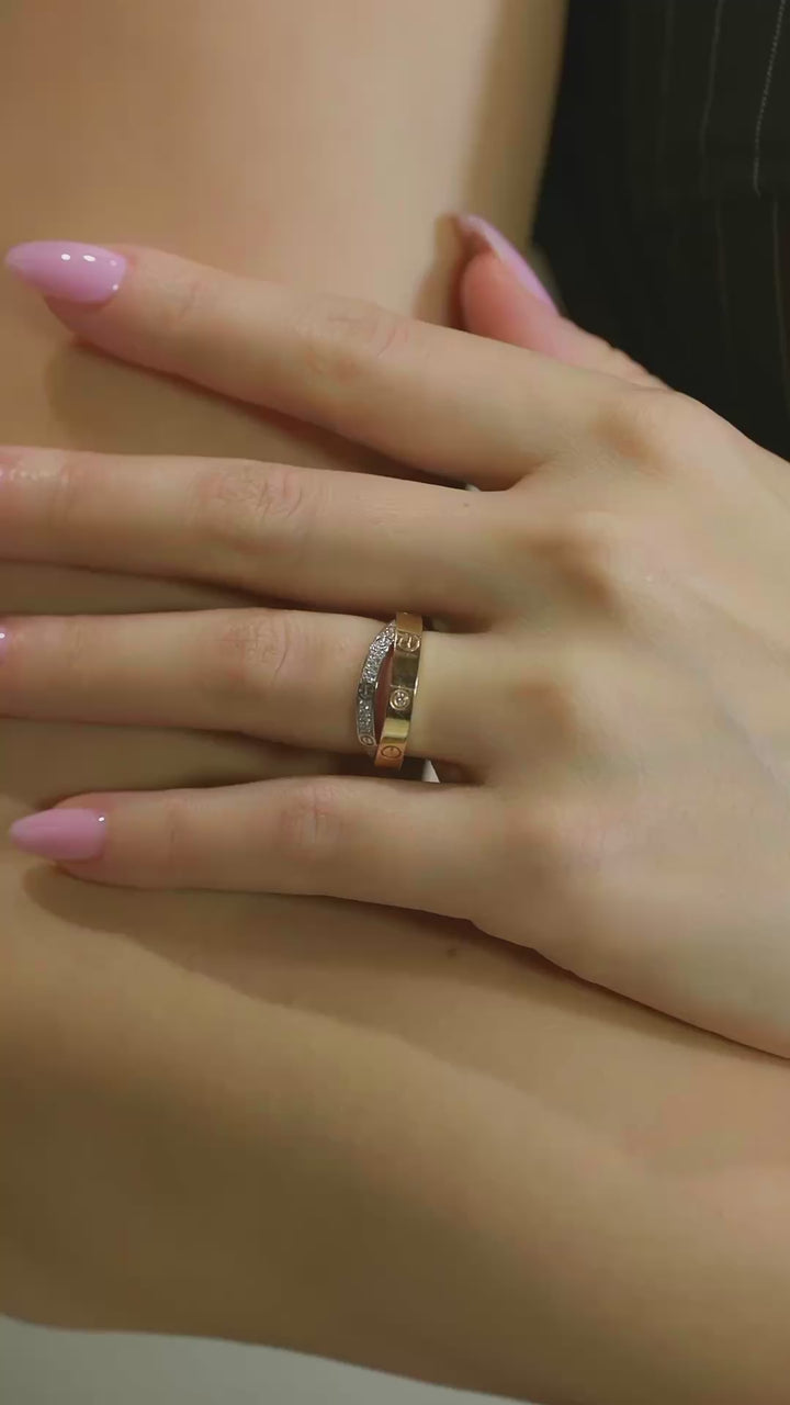 Cartier LOVE Diamond Gold Double Band Ring