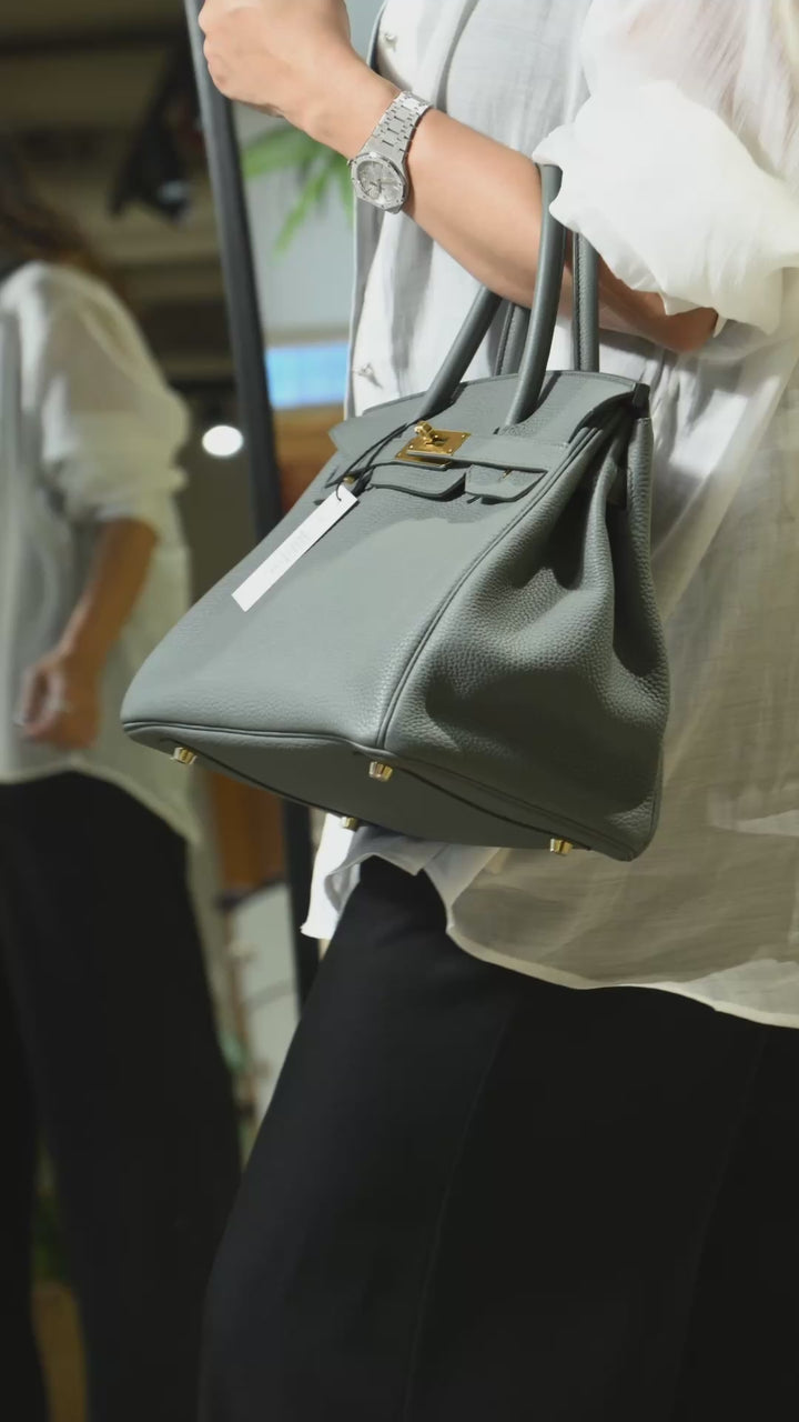 Hermès Birkin 30 in Vert Amande Veau Togo Leather with Gold Hardware Handbag