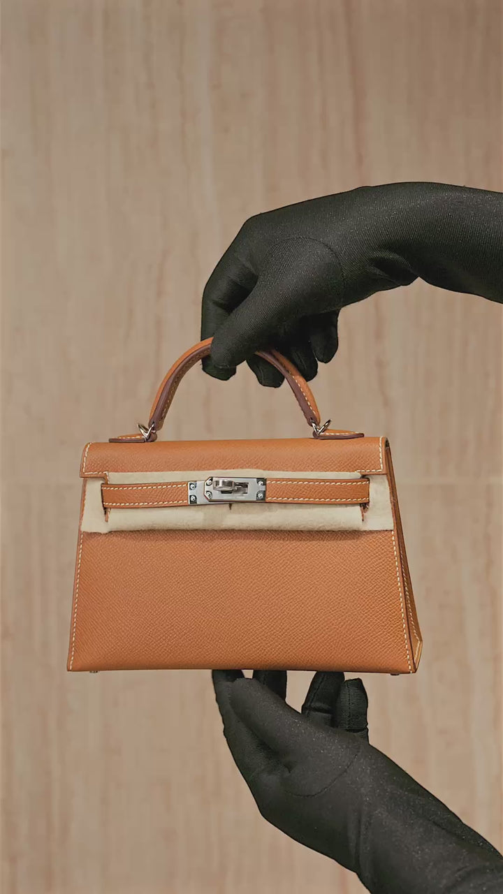 Hermès Mini Kelly Bag in Gold Epsom Leather with Palladium Hardware