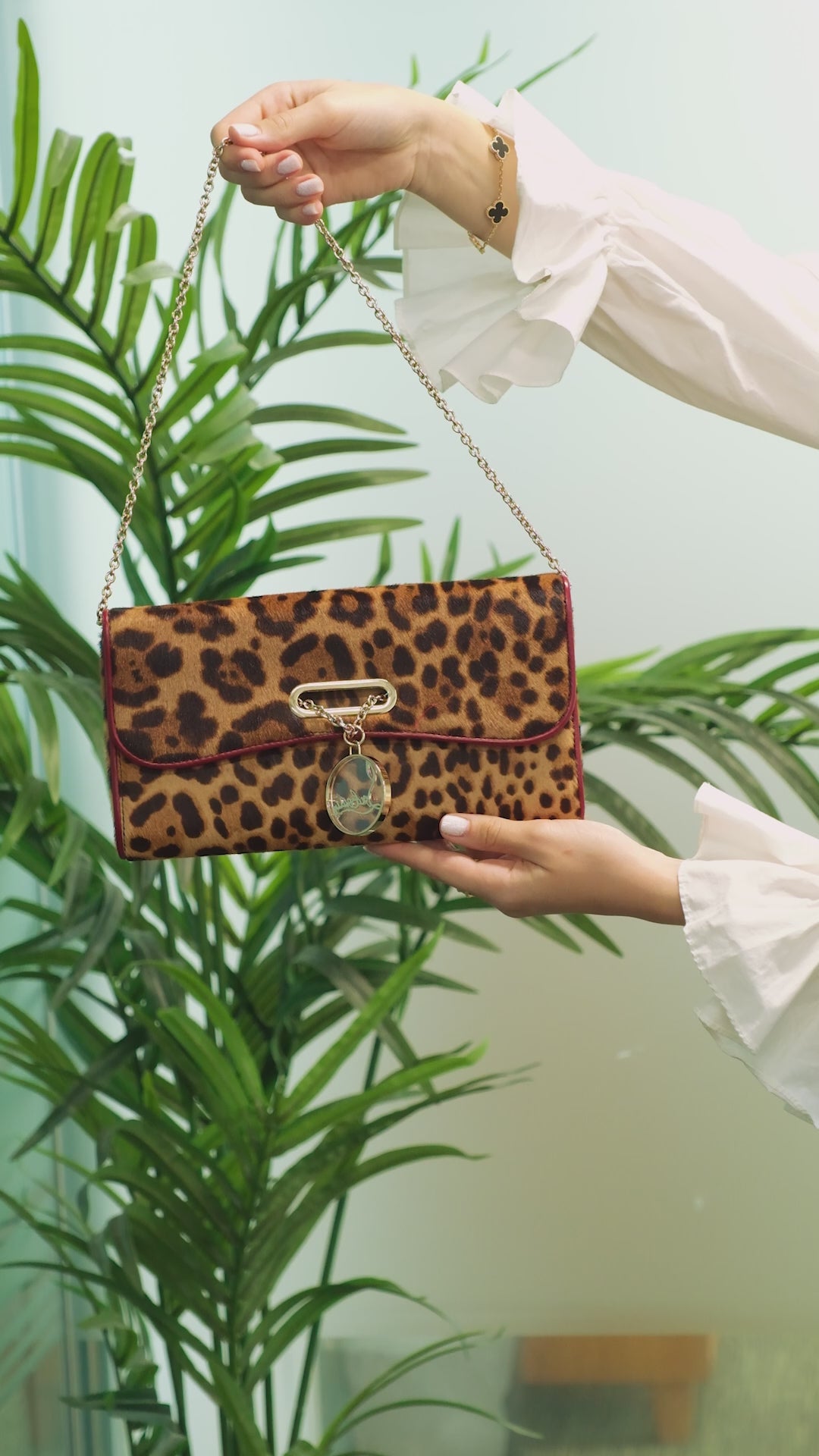 Christian Louboutin Riviera Flapover Clutch Bag / Leopard