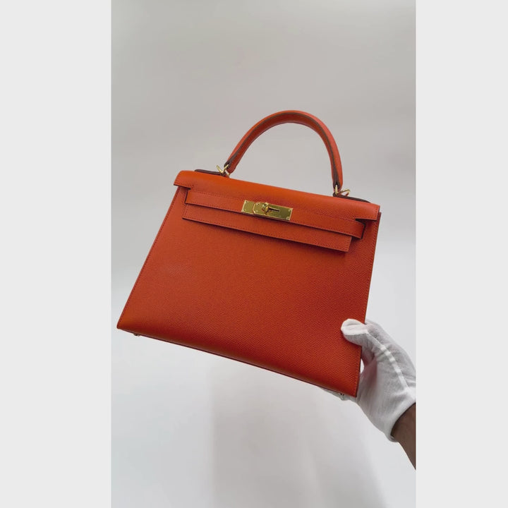Hermès Orange Kelly Epsom 28 with gold hardware Bag
