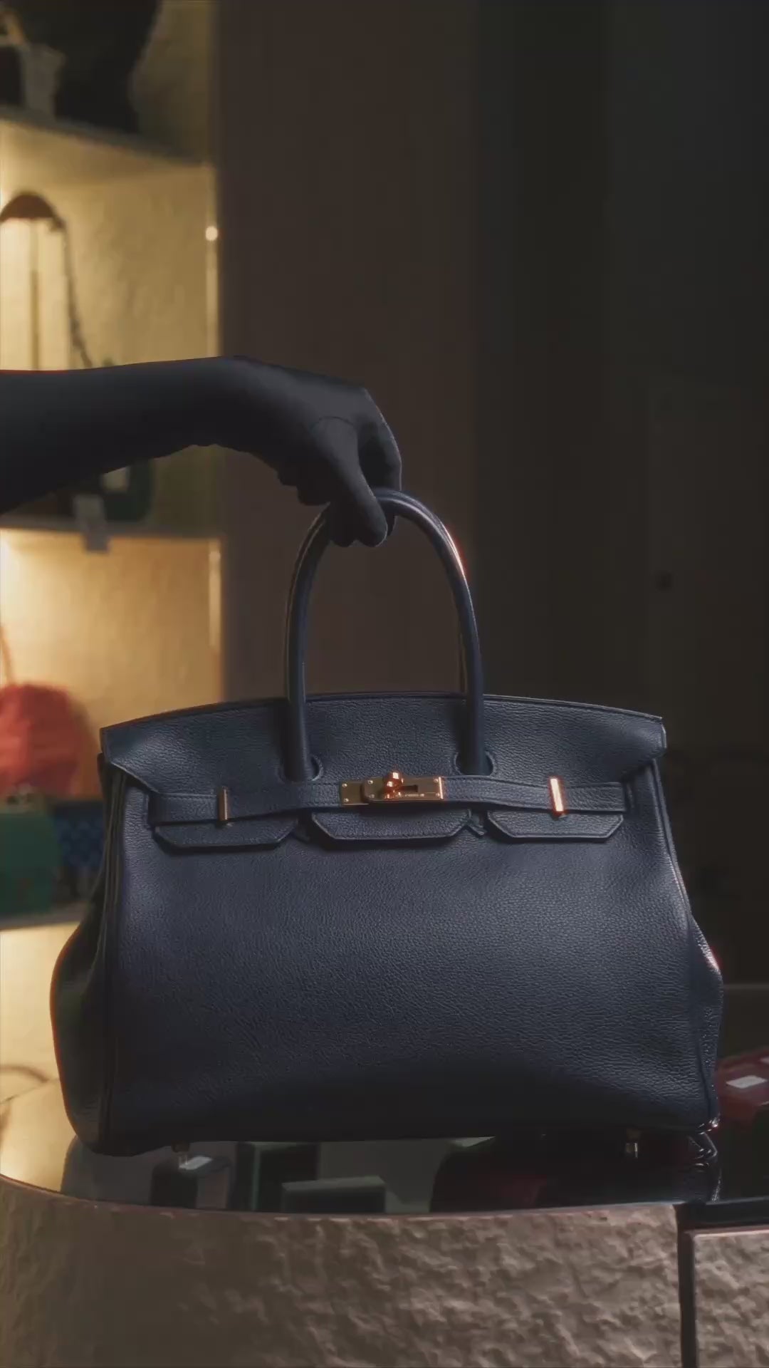 Hermès Birkin 35 bag in Bleu Nuit Togo leather with gold hardware