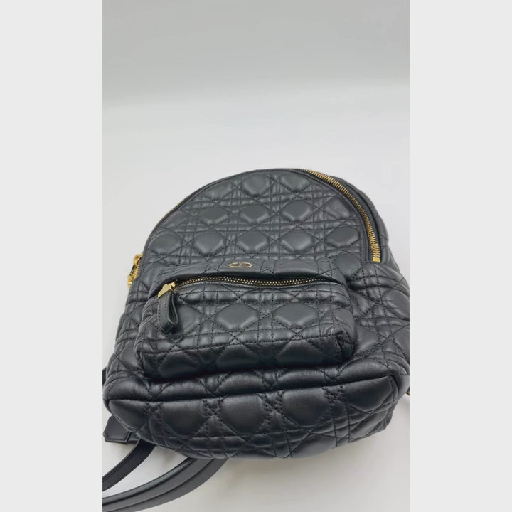 Christian Dior Lambskin Cannage Backpack Black Bag