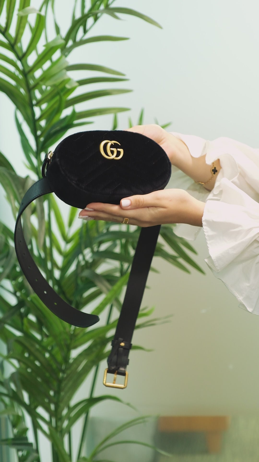 Marmont GUCCI Hand Bag T. velvet Black