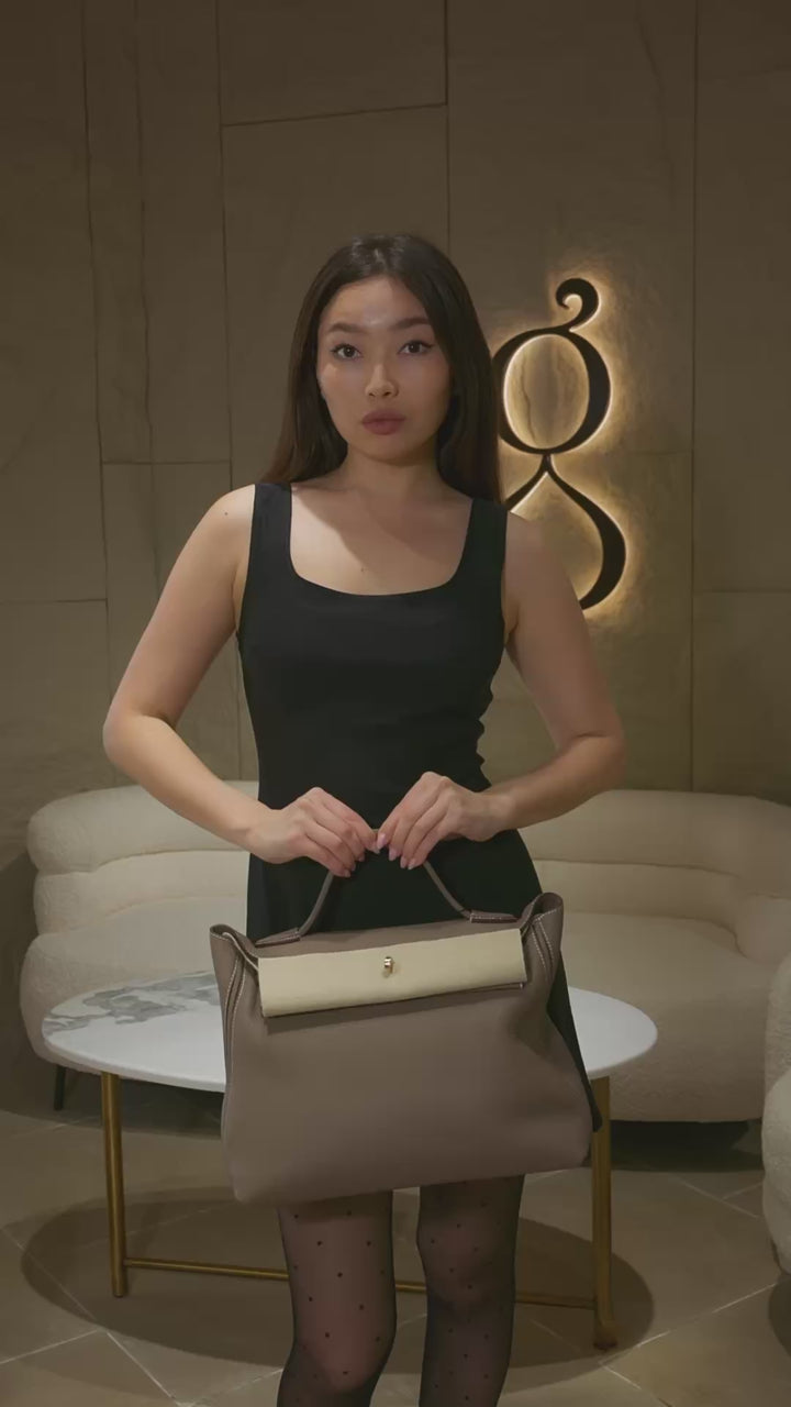 Hermès 24/24 Size 35 Bag in Etoupe Togo Leather with Gold Hardware