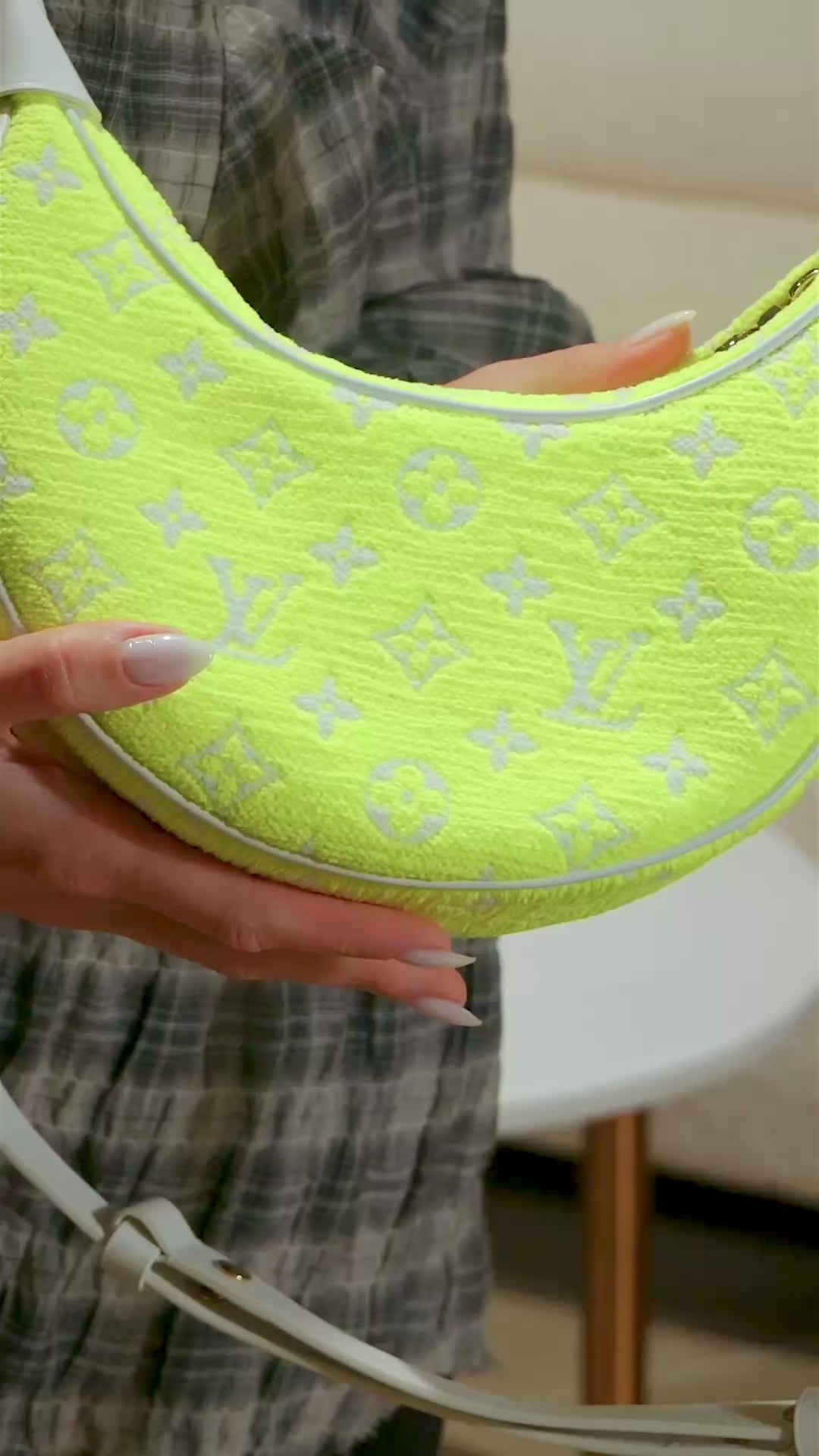 Louis Vuitton Monogram Jacquard Chain Neon Yellow Shoulder Bag with Gold Tone Hardware