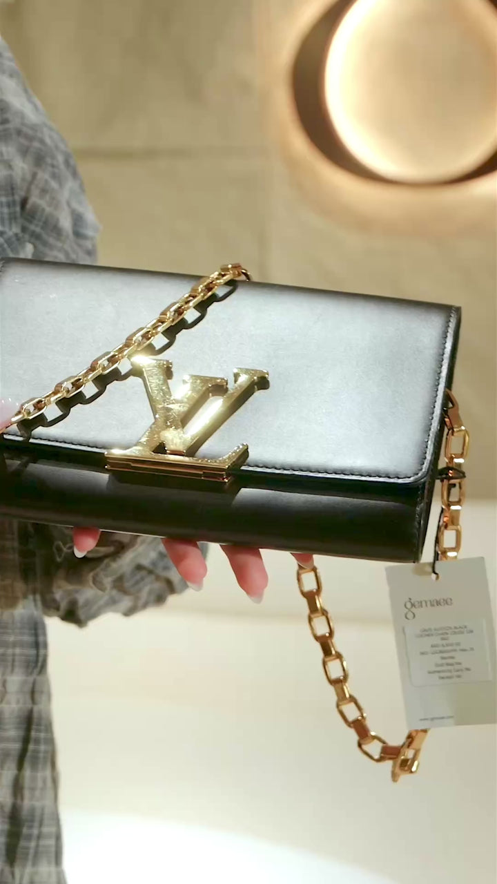 Louis Vuitton Black Leather Chain Louise GM Bag