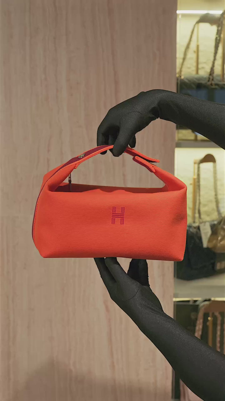 Hermès Bride-a-Brac Large Case in Orange Feu Canvas with Embroidered H Logo