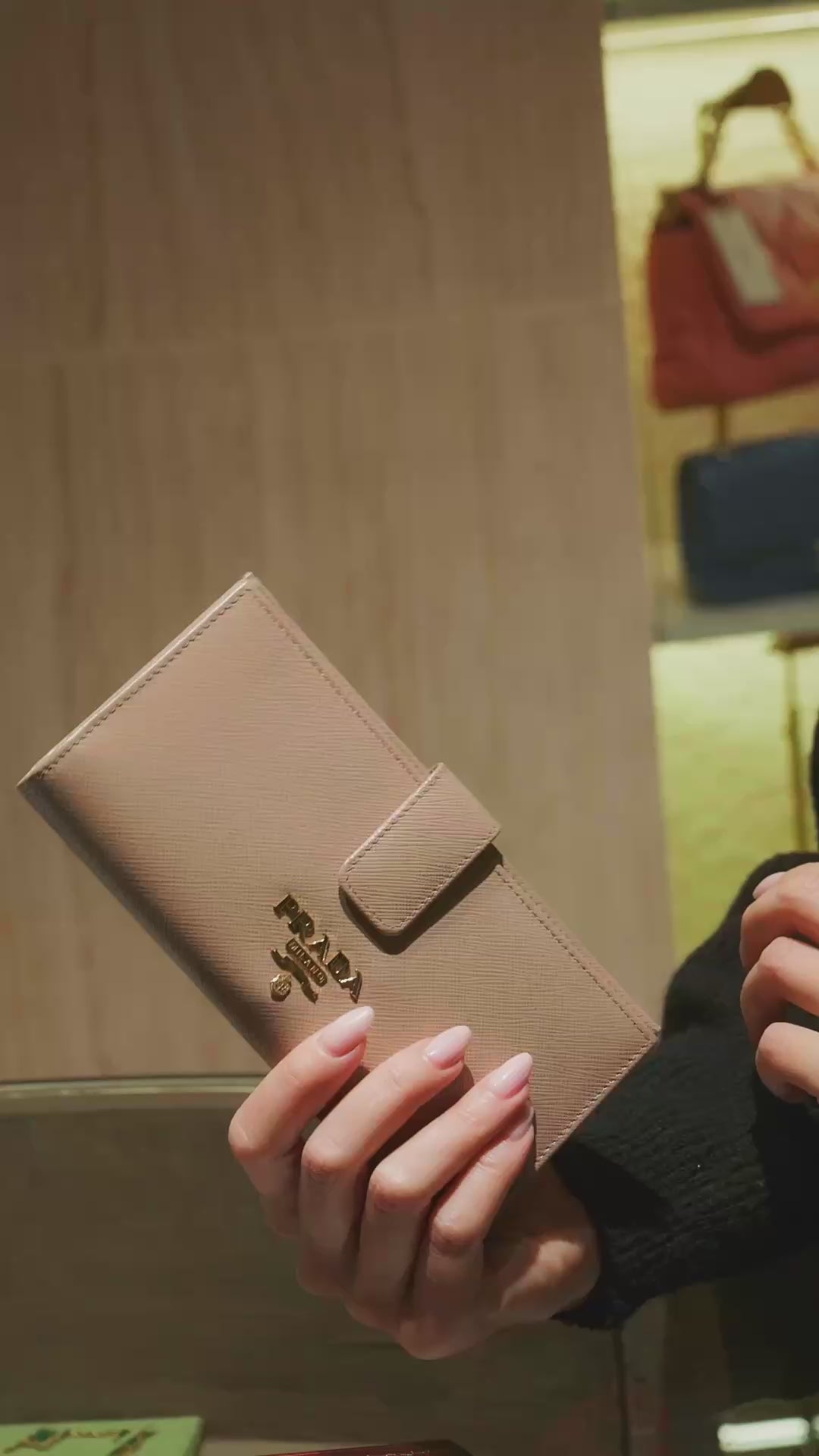 Prada Saffiano Leather Continental Wallet in Powder Pink