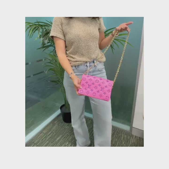 Louis Vuitton Pink/Purple Lambskin Leather Pochette Coussin Crossbody Bag