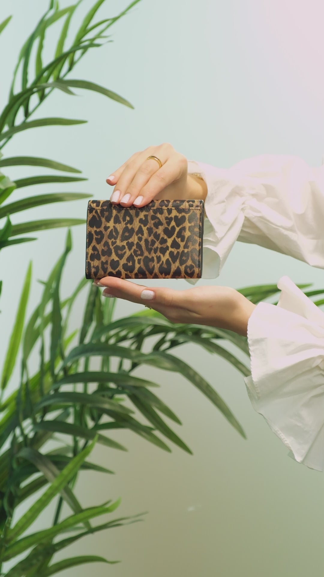 SAINT LAURENT Leopard Print Small Envelope Wallet