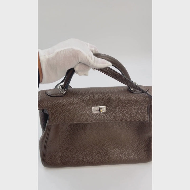 Hermès Kelly 32 Clemence in Coffee color with palladium hardware