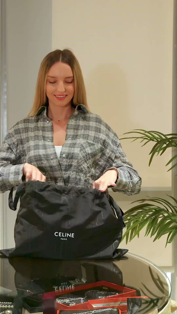 Céline Small Drawstring Bucket Bag in Tan Smooth Calfskin Leather with Triomphe Logo