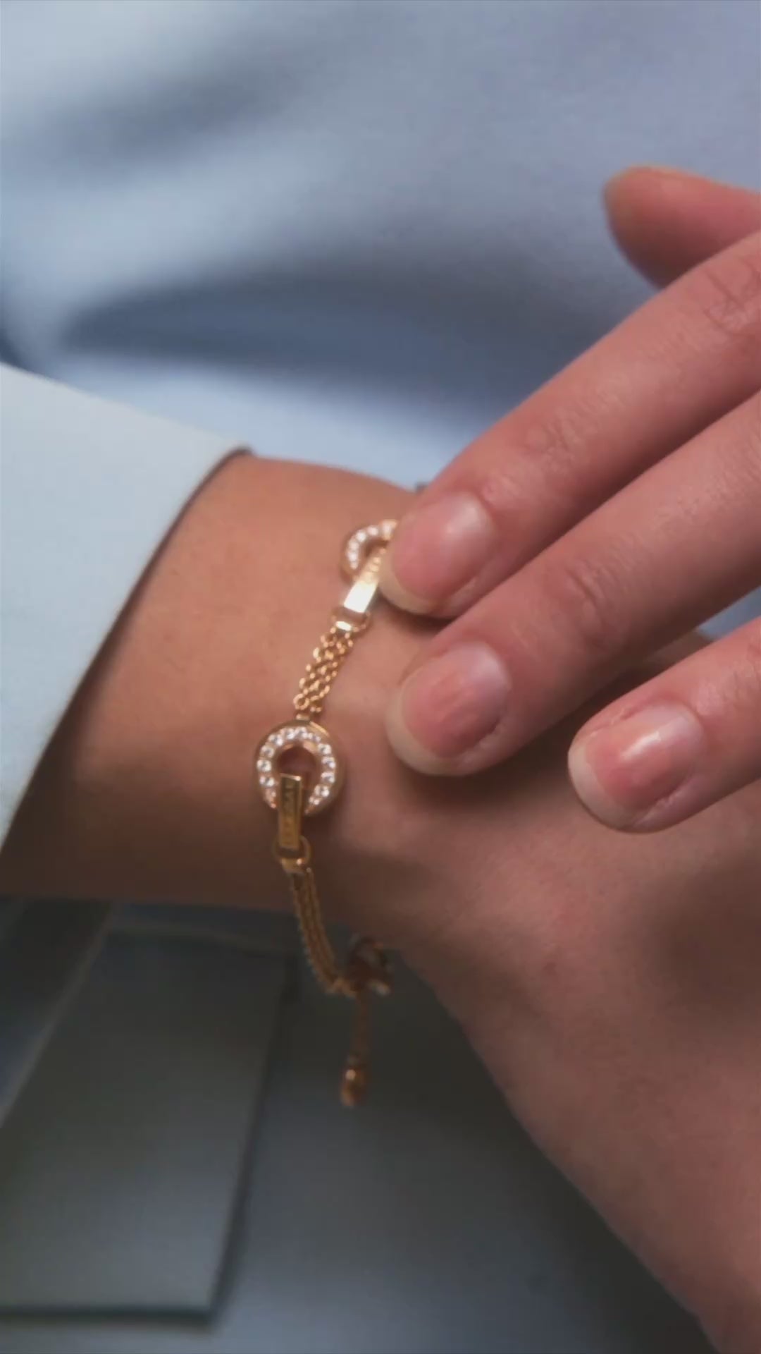Bulgari Bulgari Bracelet in 18K Rose Gold with Pavé Diamond Size M/L