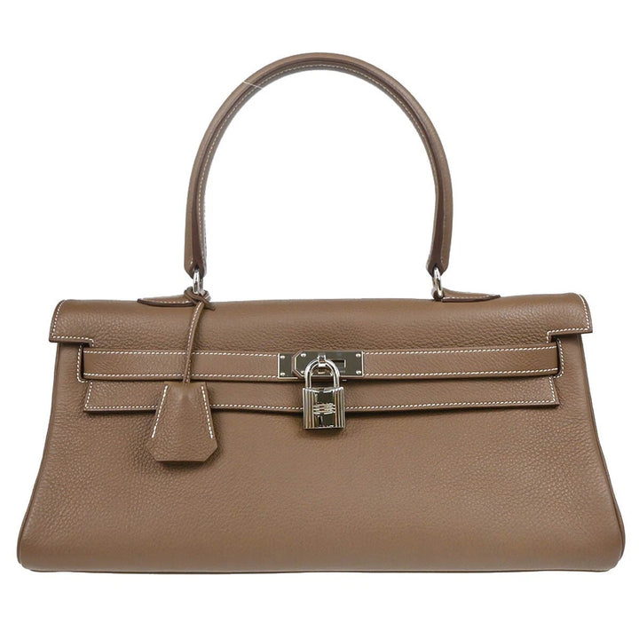 Hermès Kelly Shoulder Bag in Etoupe Taurillon Clemence Leather with Palladium Hardware - Gemaee  UAE