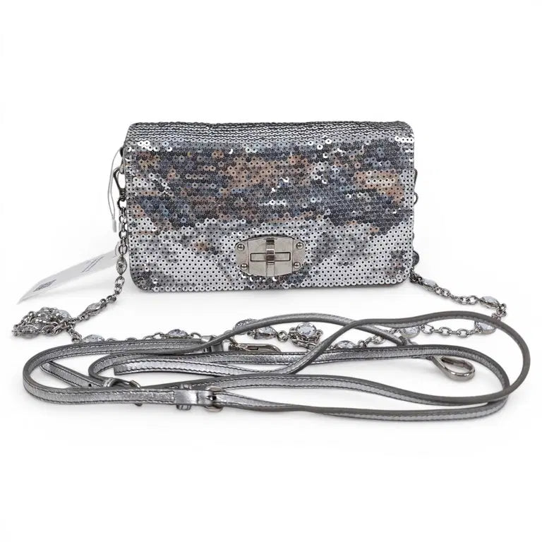 Miu Miu Silver Glitter Sequin Shoulder Bag