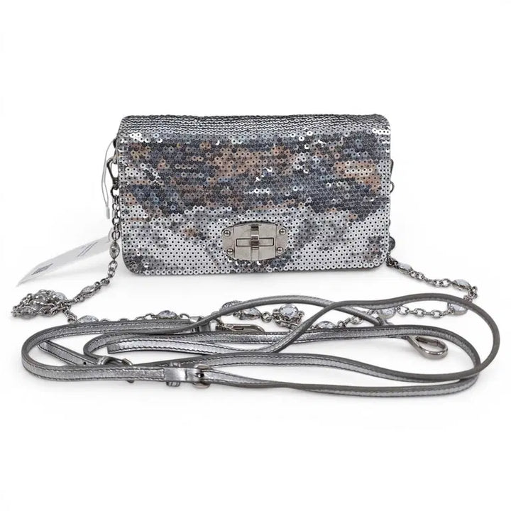 Miu Miu Silver Glitter Sequin Shoulder Bag