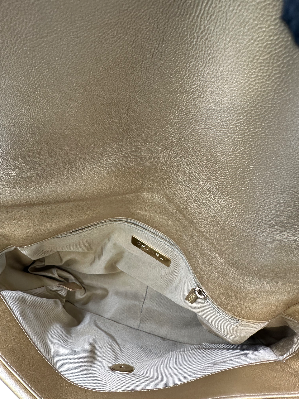 Chanel Gold Leather Large 19 Shoulder Bag - Gemaee  UAE