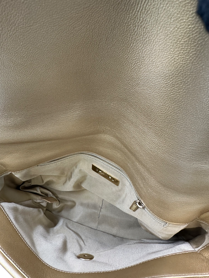 Chanel Gold Leather Large 19 Shoulder Bag - Gemaee  UAE