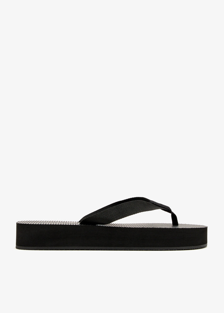 The Row Dune Flatform Flip Flops in Black Grosgrain