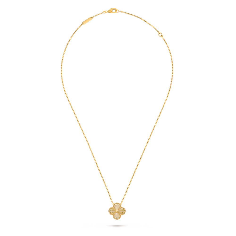 Van Cleef & Arpels Vintage Alhambra Pendant in Guilloché 18K Yellow Gold - Gemaee  UAE
