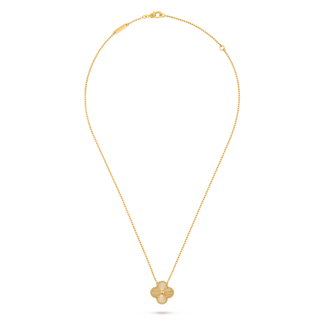 Van Cleef & Arpels Vintage Alhambra Pendant in Guilloché 18K Yellow Gold - Gemaee  UAE