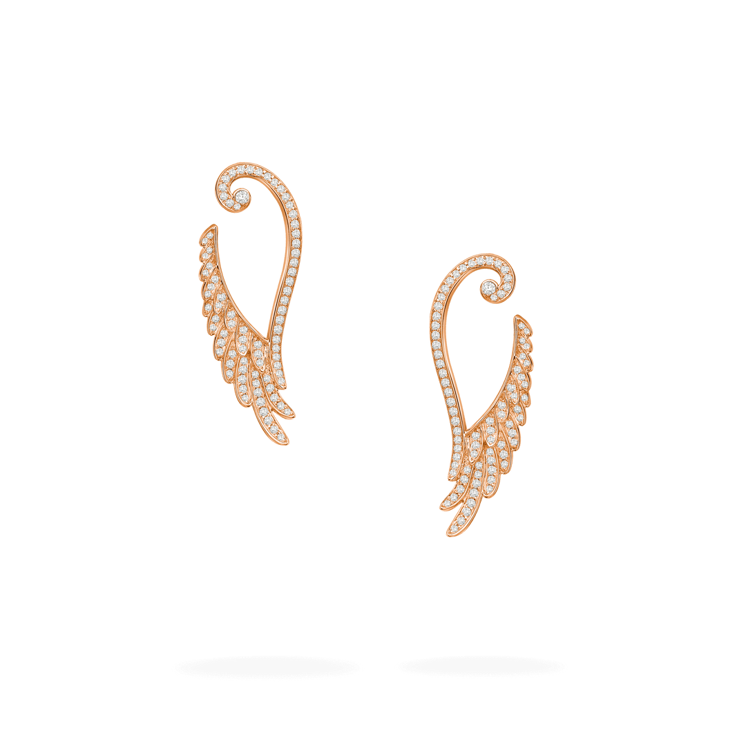 18K Rose Gold Garrard Wings Embrace Earrings - Gemaee UAE