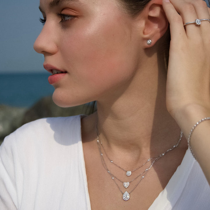 18K White Gold And Diamond Illuminate Necklace-0.46 CT - Gemaee UAE