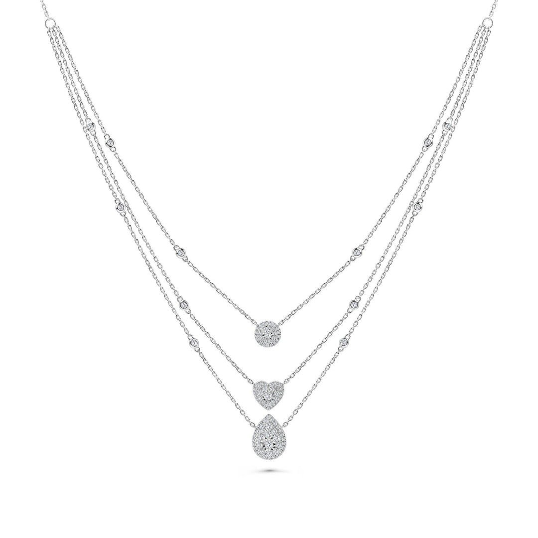 18K White Gold And Diamond Illuminate Necklace-0.99 CT - Gemaee UAE
