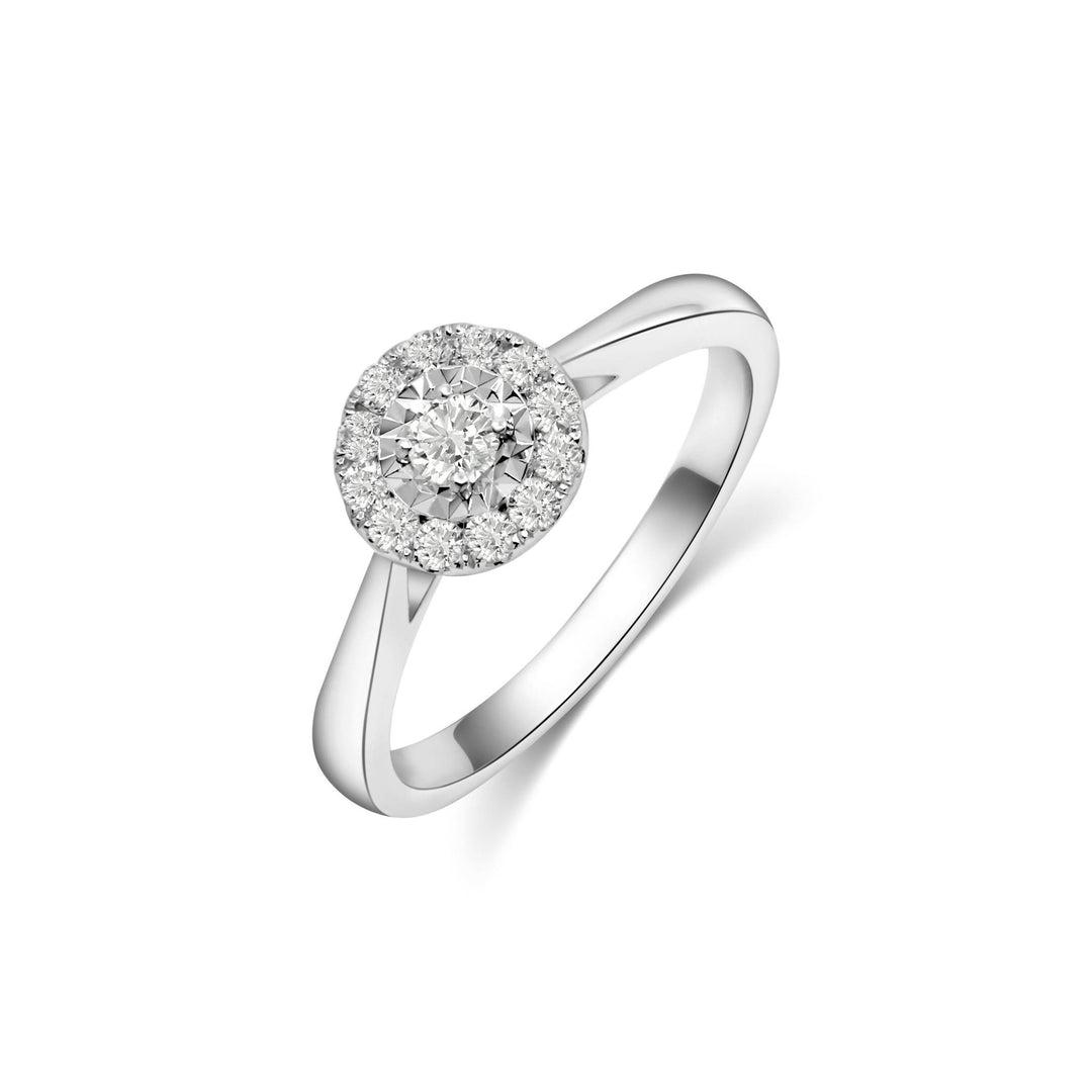18K White Gold And Diamond Illuminate Ring- 0.21 CT - Gemaee UAE