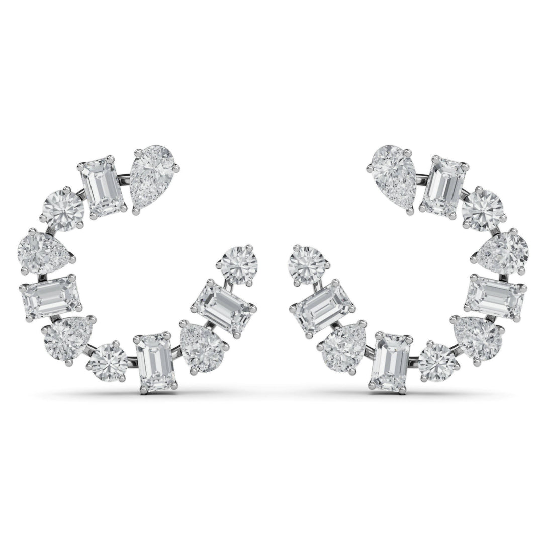 18K White Gold And Diamond Mixlet Earrings-2.49 CT - Gemaee UAE