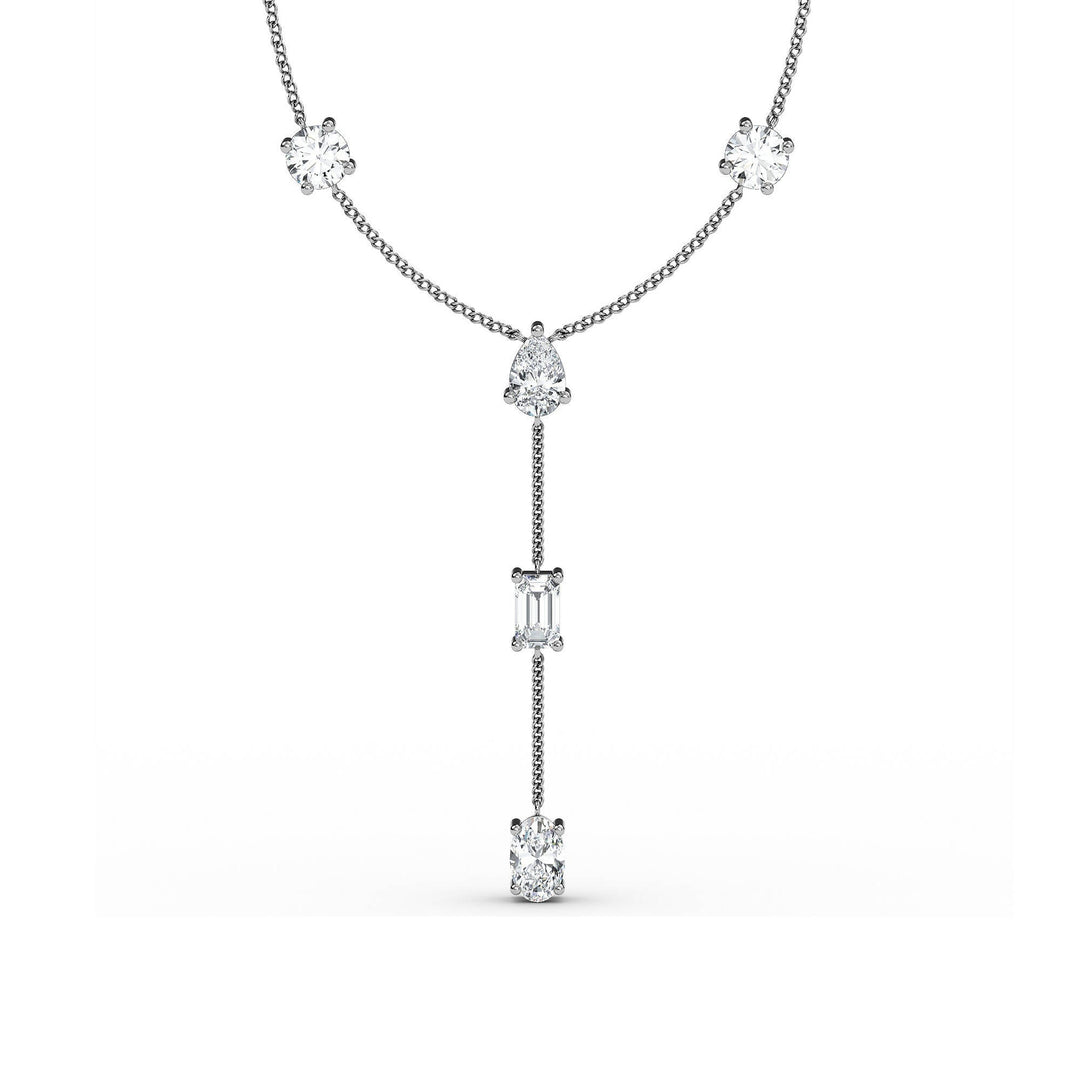 18K White Gold And Diamond Mixlet Necklace-1 CT - Gemaee UAE